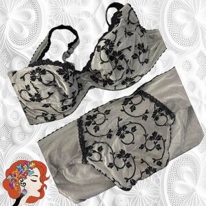 Chantelle Black Embroidered Sheer Bra & Brief Set